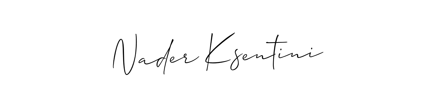 Allison_Script is a professional signature style that is perfect for those who want to add a touch of class to their signature. It is also a great choice for those who want to make their signature more unique. Get Nader Ksentini name to fancy signature for free. Nader Ksentini signature style 2 images and pictures png