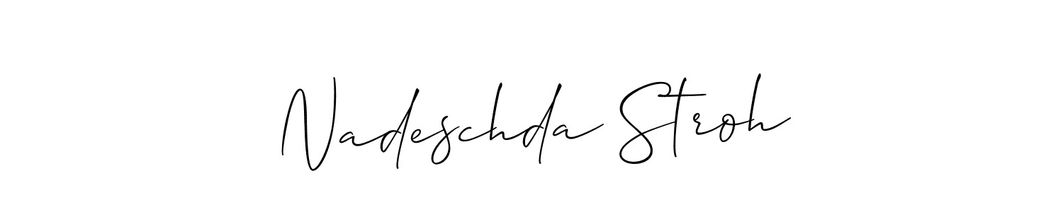 The best way (Allison_Script) to make a short signature is to pick only two or three words in your name. The name Nadeschda Stroh include a total of six letters. For converting this name. Nadeschda Stroh signature style 2 images and pictures png