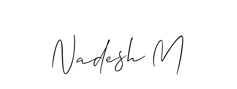 How to make Nadesh M name signature. Use Allison_Script style for creating short signs online. This is the latest handwritten sign. Nadesh M signature style 2 images and pictures png