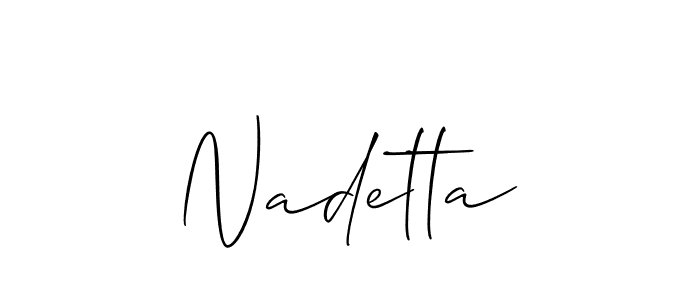 Also You can easily find your signature by using the search form. We will create Nadetta name handwritten signature images for you free of cost using Allison_Script sign style. Nadetta signature style 2 images and pictures png