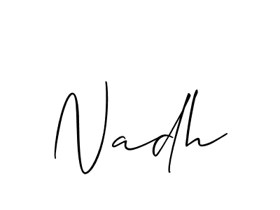 Use a signature maker to create a handwritten signature online. With this signature software, you can design (Allison_Script) your own signature for name Nadh. Nadh signature style 2 images and pictures png