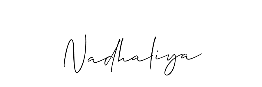 Make a beautiful signature design for name Nadhaliya. With this signature (Allison_Script) style, you can create a handwritten signature for free. Nadhaliya signature style 2 images and pictures png