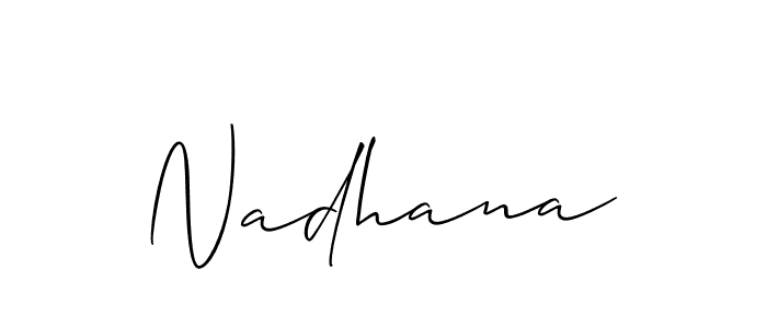 Make a beautiful signature design for name Nadhana. With this signature (Allison_Script) style, you can create a handwritten signature for free. Nadhana signature style 2 images and pictures png