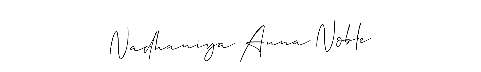 Also You can easily find your signature by using the search form. We will create Nadhaniya Anna Noble name handwritten signature images for you free of cost using Allison_Script sign style. Nadhaniya Anna Noble signature style 2 images and pictures png