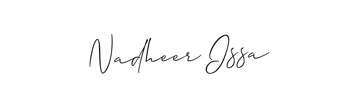 Make a short Nadheer Issa signature style. Manage your documents anywhere anytime using Allison_Script. Create and add eSignatures, submit forms, share and send files easily. Nadheer Issa signature style 2 images and pictures png