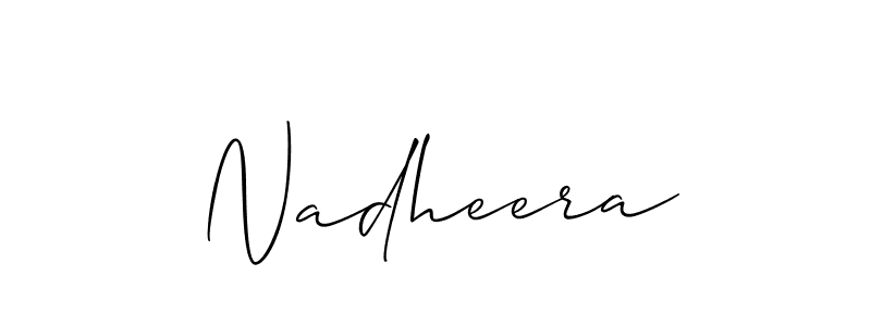 Create a beautiful signature design for name Nadheera. With this signature (Allison_Script) fonts, you can make a handwritten signature for free. Nadheera signature style 2 images and pictures png