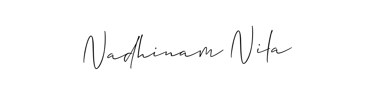 Use a signature maker to create a handwritten signature online. With this signature software, you can design (Allison_Script) your own signature for name Nadhinam Nila. Nadhinam Nila signature style 2 images and pictures png
