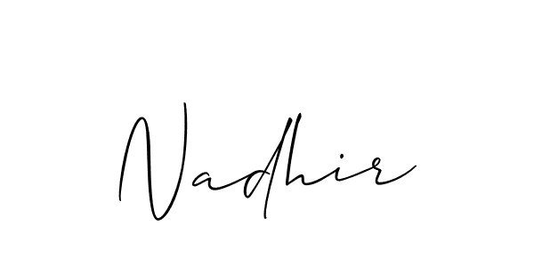 Allison_Script is a professional signature style that is perfect for those who want to add a touch of class to their signature. It is also a great choice for those who want to make their signature more unique. Get Nadhir name to fancy signature for free. Nadhir signature style 2 images and pictures png