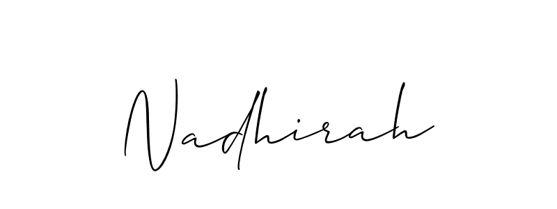 Also we have Nadhirah name is the best signature style. Create professional handwritten signature collection using Allison_Script autograph style. Nadhirah signature style 2 images and pictures png