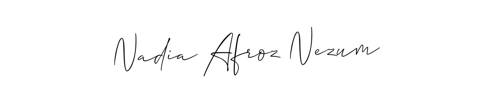 The best way (Allison_Script) to make a short signature is to pick only two or three words in your name. The name Nadia Afroz Nezum include a total of six letters. For converting this name. Nadia Afroz Nezum signature style 2 images and pictures png