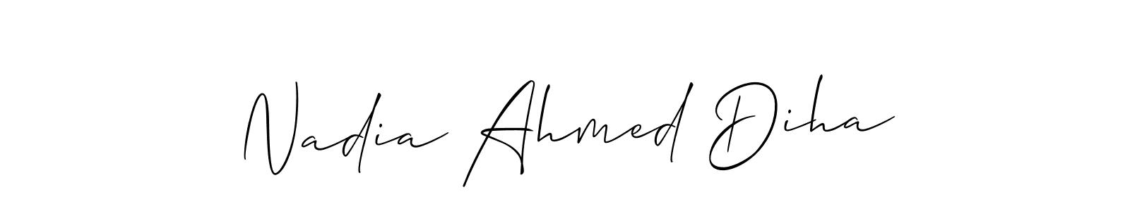 Make a short Nadia Ahmed Diha signature style. Manage your documents anywhere anytime using Allison_Script. Create and add eSignatures, submit forms, share and send files easily. Nadia Ahmed Diha signature style 2 images and pictures png