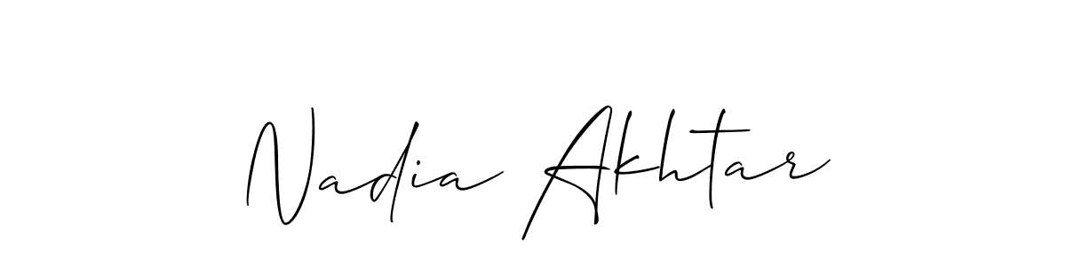 Make a short Nadia Akhtar signature style. Manage your documents anywhere anytime using Allison_Script. Create and add eSignatures, submit forms, share and send files easily. Nadia Akhtar signature style 2 images and pictures png