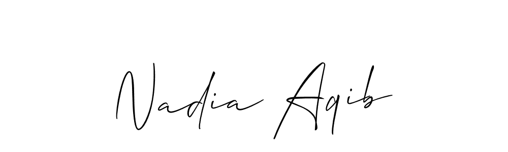 Create a beautiful signature design for name Nadia Aqib. With this signature (Allison_Script) fonts, you can make a handwritten signature for free. Nadia Aqib signature style 2 images and pictures png