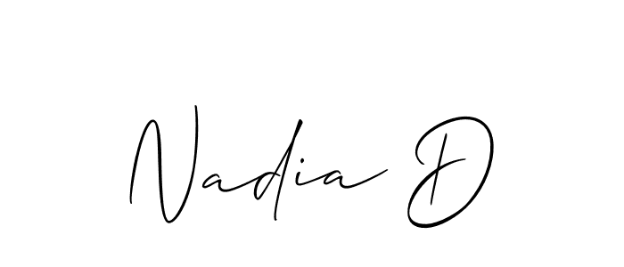 Design your own signature with our free online signature maker. With this signature software, you can create a handwritten (Allison_Script) signature for name Nadia D. Nadia D signature style 2 images and pictures png
