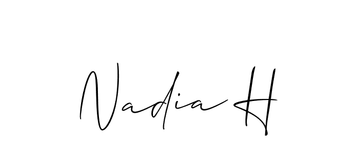 Make a short Nadia H signature style. Manage your documents anywhere anytime using Allison_Script. Create and add eSignatures, submit forms, share and send files easily. Nadia H signature style 2 images and pictures png