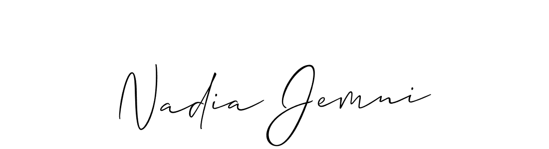 Also You can easily find your signature by using the search form. We will create Nadia Jemni name handwritten signature images for you free of cost using Allison_Script sign style. Nadia Jemni signature style 2 images and pictures png