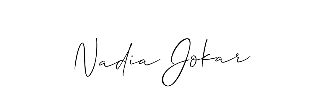 Allison_Script is a professional signature style that is perfect for those who want to add a touch of class to their signature. It is also a great choice for those who want to make their signature more unique. Get Nadia Jokar name to fancy signature for free. Nadia Jokar signature style 2 images and pictures png