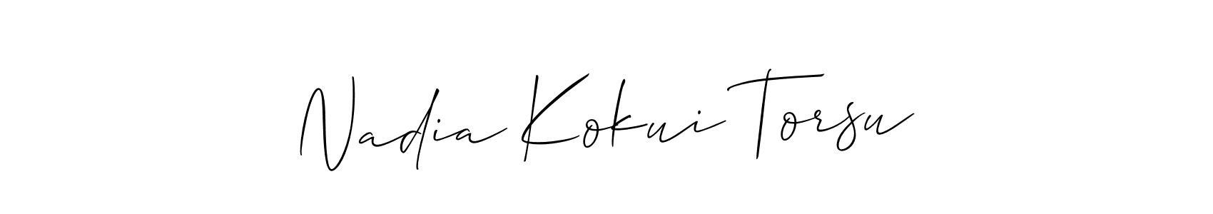 How to make Nadia Kokui Torsu name signature. Use Allison_Script style for creating short signs online. This is the latest handwritten sign. Nadia Kokui Torsu signature style 2 images and pictures png