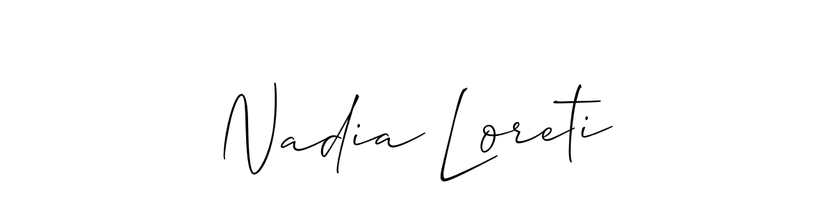 Create a beautiful signature design for name Nadia Loreti. With this signature (Allison_Script) fonts, you can make a handwritten signature for free. Nadia Loreti signature style 2 images and pictures png