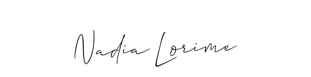 Nadia Lorime stylish signature style. Best Handwritten Sign (Allison_Script) for my name. Handwritten Signature Collection Ideas for my name Nadia Lorime. Nadia Lorime signature style 2 images and pictures png