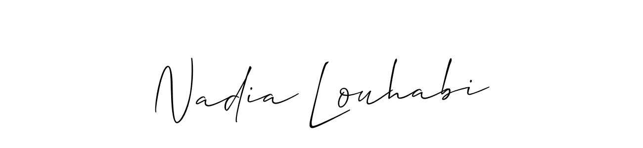 Use a signature maker to create a handwritten signature online. With this signature software, you can design (Allison_Script) your own signature for name Nadia Louhabi. Nadia Louhabi signature style 2 images and pictures png