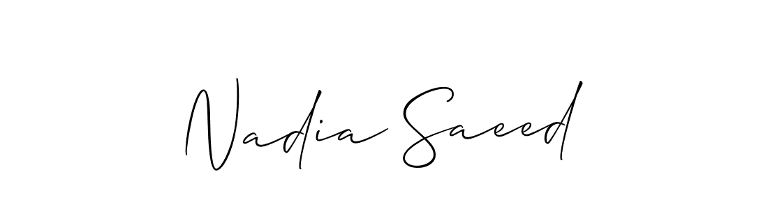 This is the best signature style for the Nadia Saeed name. Also you like these signature font (Allison_Script). Mix name signature. Nadia Saeed signature style 2 images and pictures png