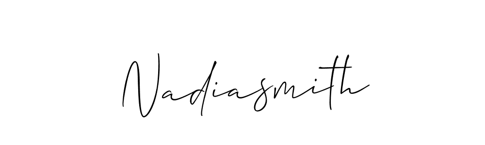 Make a beautiful signature design for name Nadiasmith. With this signature (Allison_Script) style, you can create a handwritten signature for free. Nadiasmith signature style 2 images and pictures png