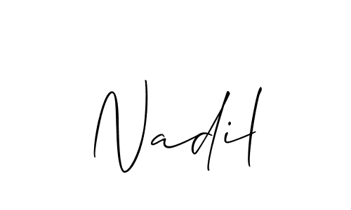 Also You can easily find your signature by using the search form. We will create Nadil name handwritten signature images for you free of cost using Allison_Script sign style. Nadil signature style 2 images and pictures png