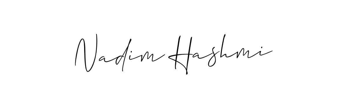 if you are searching for the best signature style for your name Nadim Hashmi. so please give up your signature search. here we have designed multiple signature styles  using Allison_Script. Nadim Hashmi signature style 2 images and pictures png