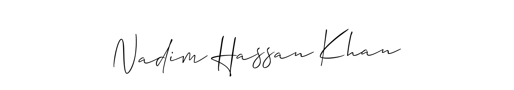 How to Draw Nadim Hassan Khan signature style? Allison_Script is a latest design signature styles for name Nadim Hassan Khan. Nadim Hassan Khan signature style 2 images and pictures png