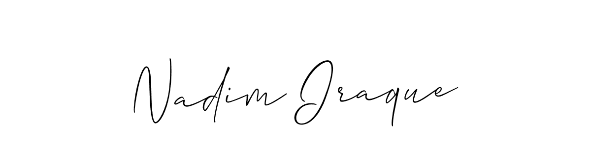 How to make Nadim Iraque signature? Allison_Script is a professional autograph style. Create handwritten signature for Nadim Iraque name. Nadim Iraque signature style 2 images and pictures png
