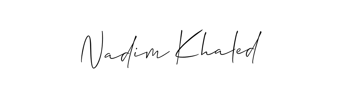 Also You can easily find your signature by using the search form. We will create Nadim Khaled name handwritten signature images for you free of cost using Allison_Script sign style. Nadim Khaled signature style 2 images and pictures png