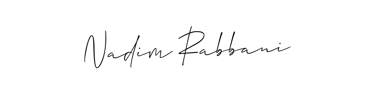 The best way (Allison_Script) to make a short signature is to pick only two or three words in your name. The name Nadim Rabbani include a total of six letters. For converting this name. Nadim Rabbani signature style 2 images and pictures png