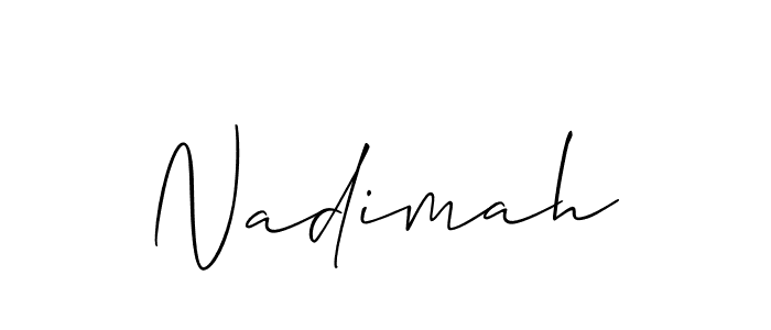 You should practise on your own different ways (Allison_Script) to write your name (Nadimah) in signature. don't let someone else do it for you. Nadimah signature style 2 images and pictures png