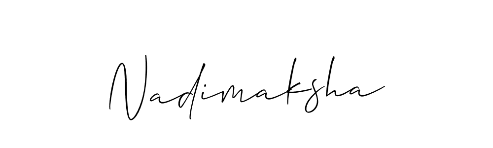 Make a beautiful signature design for name Nadimaksha. With this signature (Allison_Script) style, you can create a handwritten signature for free. Nadimaksha signature style 2 images and pictures png
