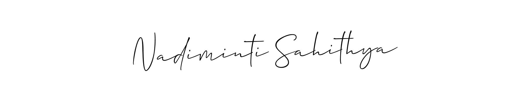 You can use this online signature creator to create a handwritten signature for the name Nadiminti Sahithya. This is the best online autograph maker. Nadiminti Sahithya signature style 2 images and pictures png