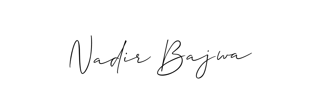 Also You can easily find your signature by using the search form. We will create Nadir Bajwa name handwritten signature images for you free of cost using Allison_Script sign style. Nadir Bajwa signature style 2 images and pictures png