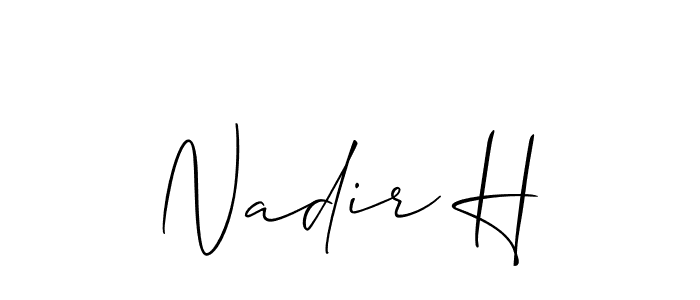 if you are searching for the best signature style for your name Nadir H. so please give up your signature search. here we have designed multiple signature styles  using Allison_Script. Nadir H signature style 2 images and pictures png