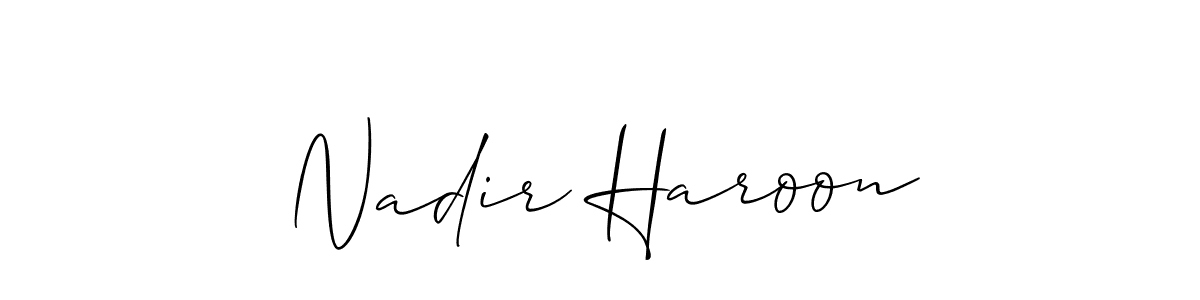 Use a signature maker to create a handwritten signature online. With this signature software, you can design (Allison_Script) your own signature for name Nadir Haroon. Nadir Haroon signature style 2 images and pictures png