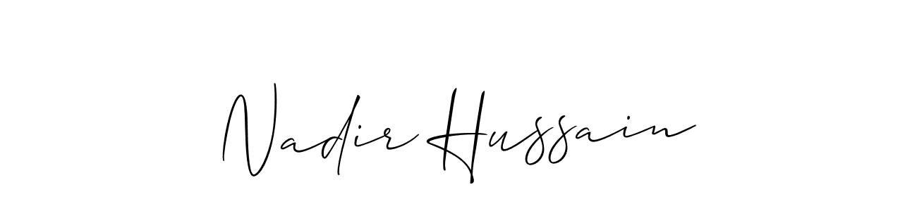 Allison_Script is a professional signature style that is perfect for those who want to add a touch of class to their signature. It is also a great choice for those who want to make their signature more unique. Get Nadir Hussain name to fancy signature for free. Nadir Hussain signature style 2 images and pictures png