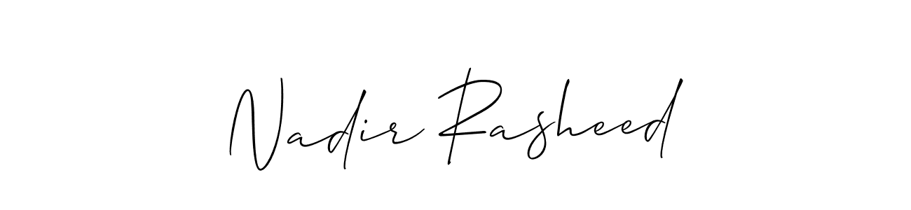 Allison_Script is a professional signature style that is perfect for those who want to add a touch of class to their signature. It is also a great choice for those who want to make their signature more unique. Get Nadir Rasheed name to fancy signature for free. Nadir Rasheed signature style 2 images and pictures png