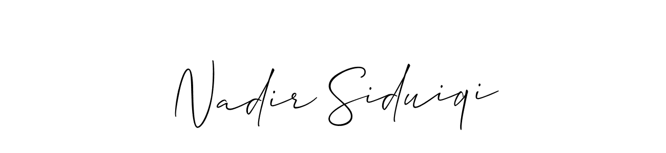 How to make Nadir Siduiqi name signature. Use Allison_Script style for creating short signs online. This is the latest handwritten sign. Nadir Siduiqi signature style 2 images and pictures png