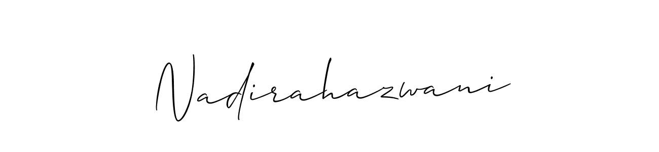 if you are searching for the best signature style for your name Nadirahazwani. so please give up your signature search. here we have designed multiple signature styles  using Allison_Script. Nadirahazwani signature style 2 images and pictures png