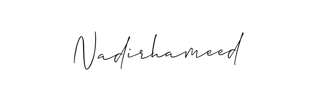 if you are searching for the best signature style for your name Nadirhameed. so please give up your signature search. here we have designed multiple signature styles  using Allison_Script. Nadirhameed signature style 2 images and pictures png