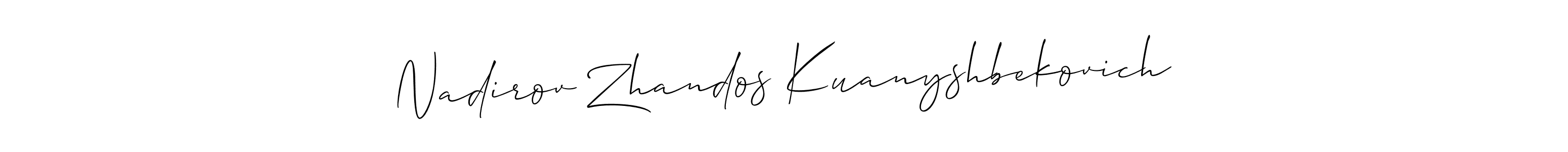 Make a short Nadirov Zhandos Kuanyshbekovich signature style. Manage your documents anywhere anytime using Allison_Script. Create and add eSignatures, submit forms, share and send files easily. Nadirov Zhandos Kuanyshbekovich signature style 2 images and pictures png