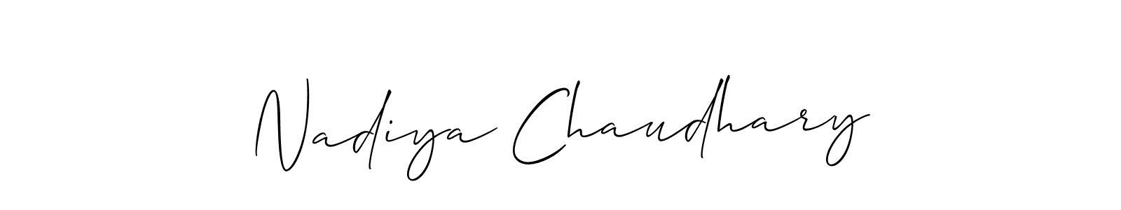 The best way (Allison_Script) to make a short signature is to pick only two or three words in your name. The name Nadiya Chaudhary include a total of six letters. For converting this name. Nadiya Chaudhary signature style 2 images and pictures png