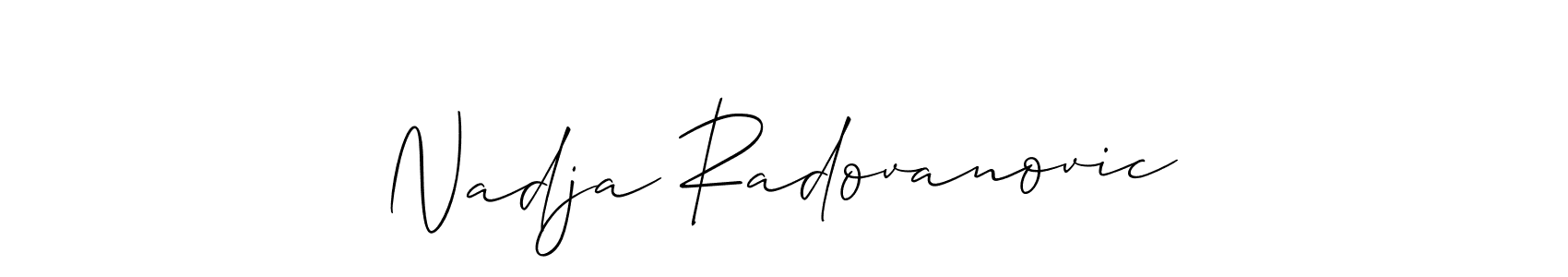 Similarly Allison_Script is the best handwritten signature design. Signature creator online .You can use it as an online autograph creator for name Nadja Radovanovic. Nadja Radovanovic signature style 2 images and pictures png