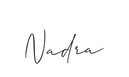 Make a beautiful signature design for name Nadra. With this signature (Allison_Script) style, you can create a handwritten signature for free. Nadra signature style 2 images and pictures png