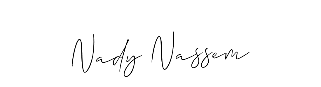 Similarly Allison_Script is the best handwritten signature design. Signature creator online .You can use it as an online autograph creator for name Nady Nassem. Nady Nassem signature style 2 images and pictures png