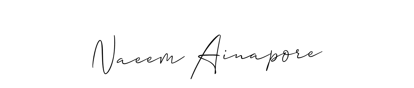 It looks lik you need a new signature style for name Naeem Ainapore. Design unique handwritten (Allison_Script) signature with our free signature maker in just a few clicks. Naeem Ainapore signature style 2 images and pictures png